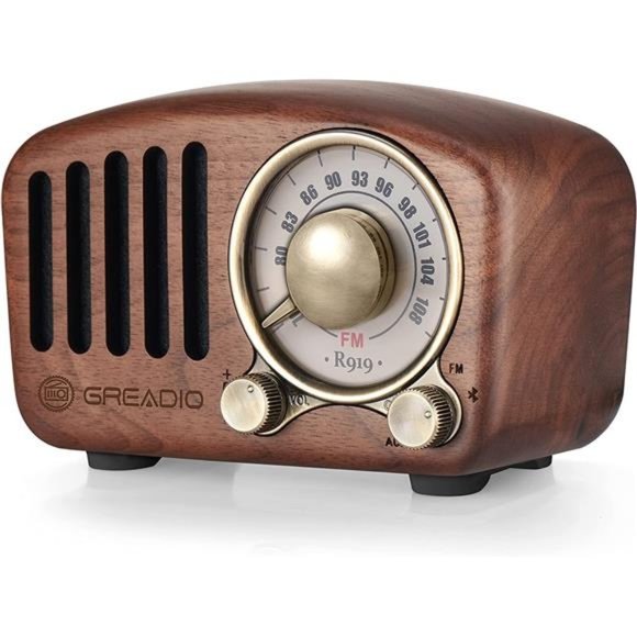 Vintage Radio Retro Bluetooth Speaker- Greadio Walnut Wooden FM Radio - Picture 1 of 6